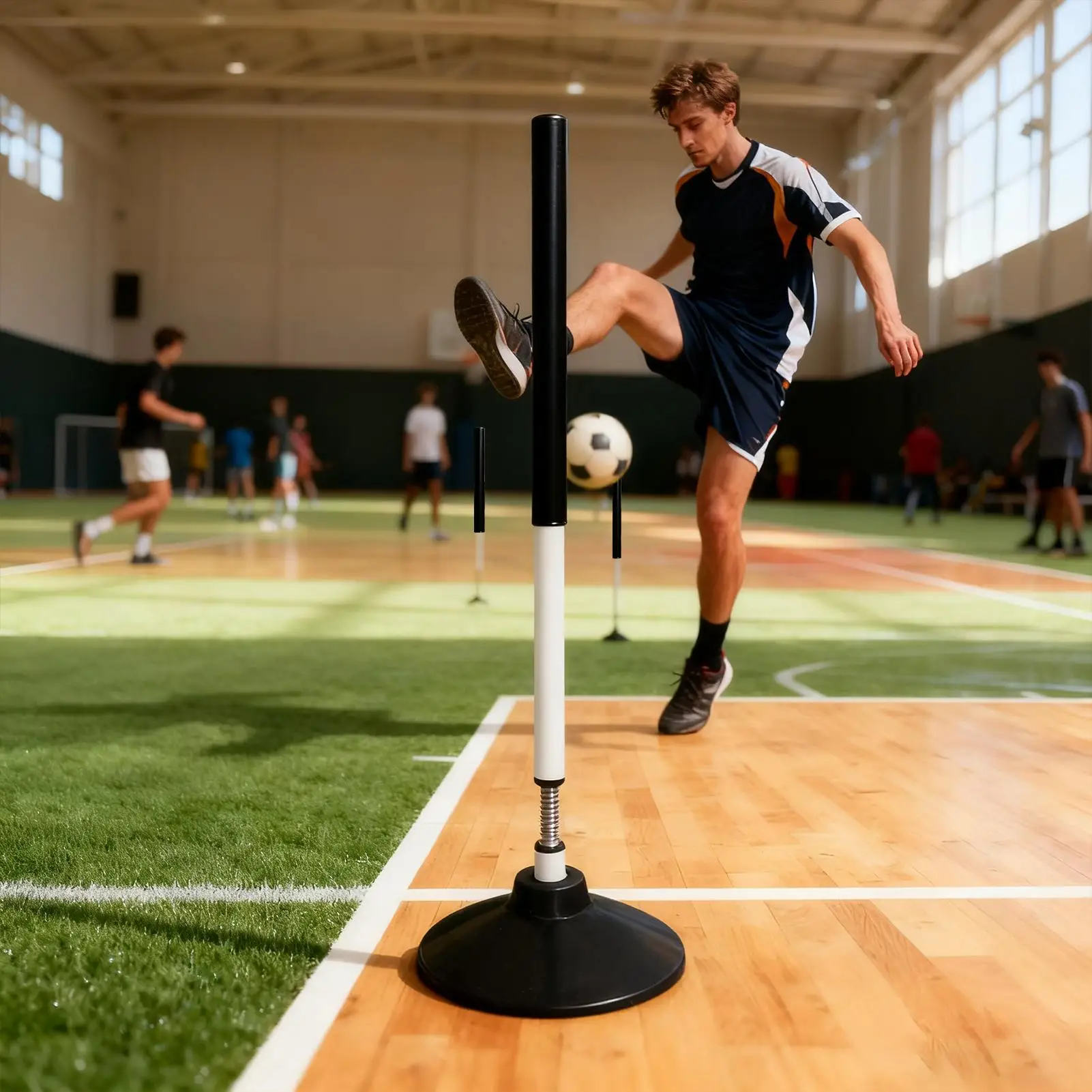 أقطاب تدريب كرة القدم 24 بوصة معدات تدريب أجيليتي مع حقيبة حمل إعداد سريع مخاريط رياضية لتدريبات كرة القدم واللياقة البدنية