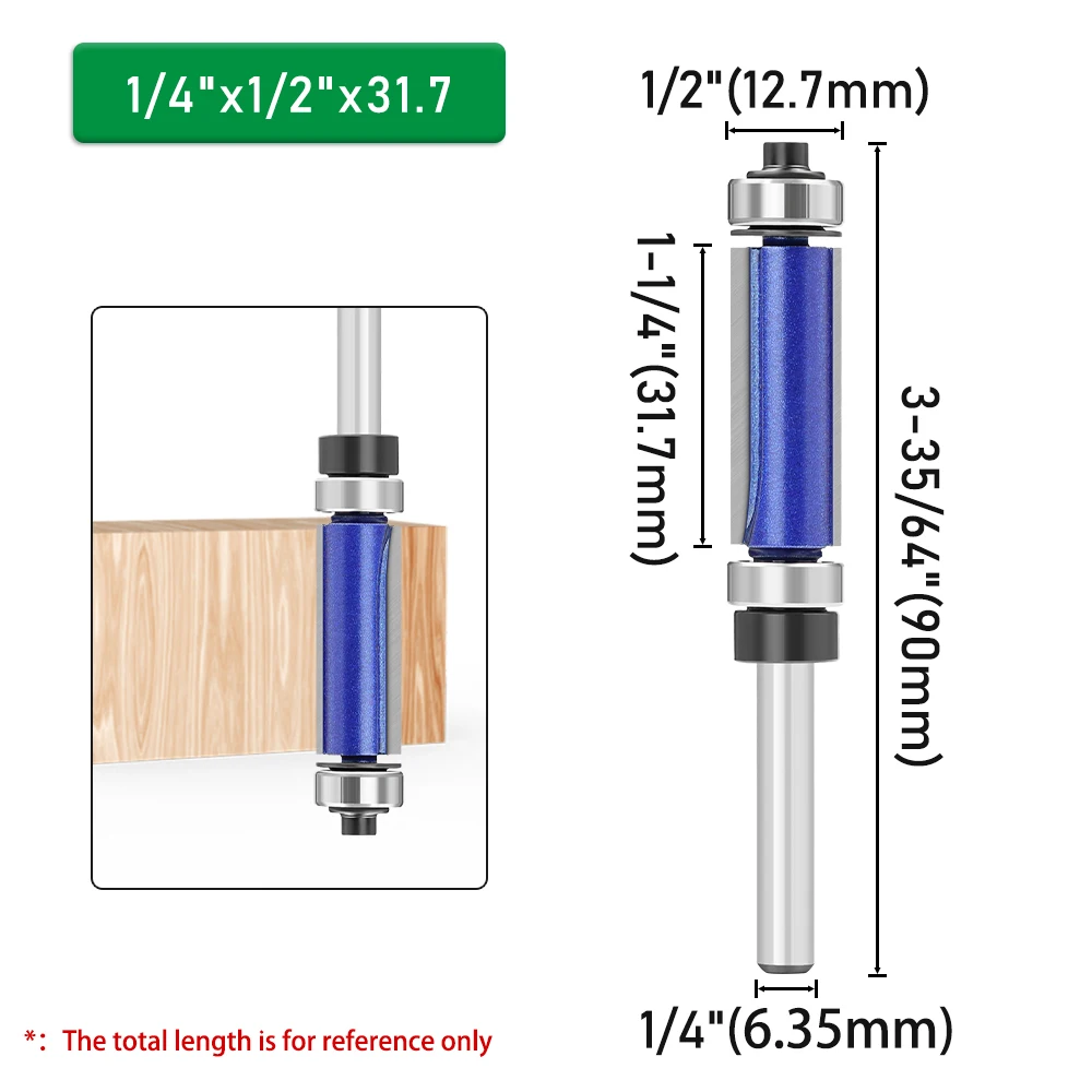LAVIE Fräser 1/4/8 Stück 1/4 Schaft Doppellagerung Flush Trim Hartmetallfräser für DIY & professionelle Holzbearbeitung – Detail 8