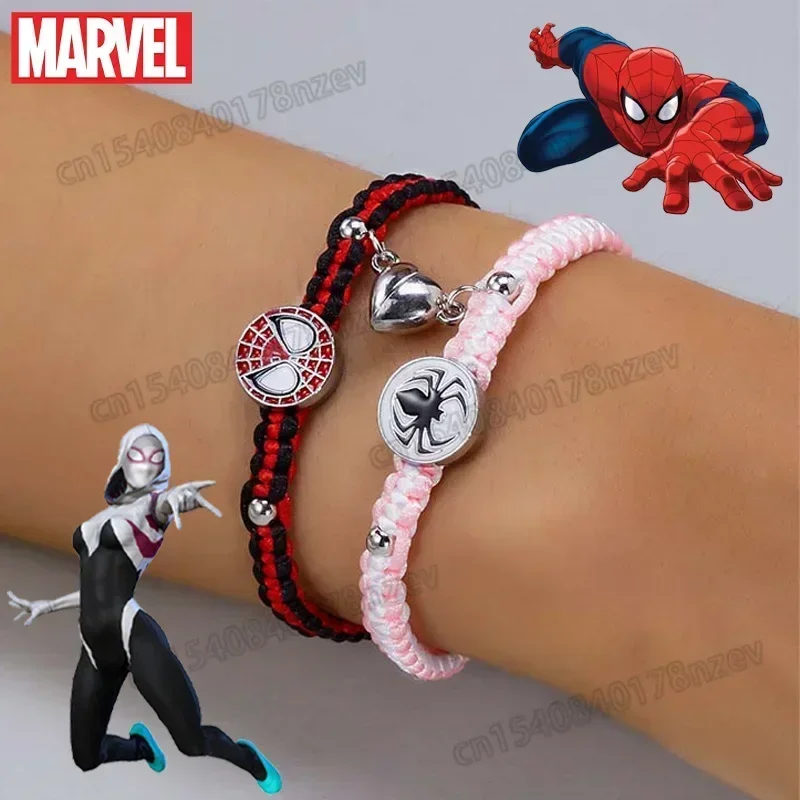 

2pcs Disney Spiderman Couple Bracelet Anime Movie Figure Hand-Woven Bracelet Decoration for Men Women Jewelry Accessories Gifts