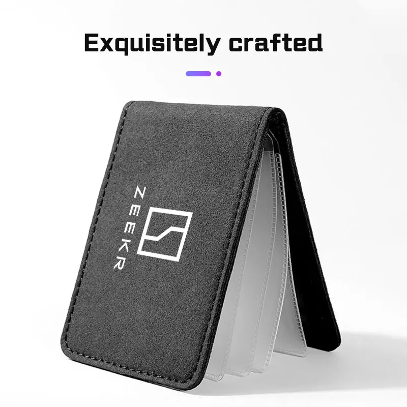 2026 Suede Car Driver License Bag For ZEEKR 001 007 009 X MIX 7X 9X M-Vision All Series Car Driving ID Card Purse Wallet Holder