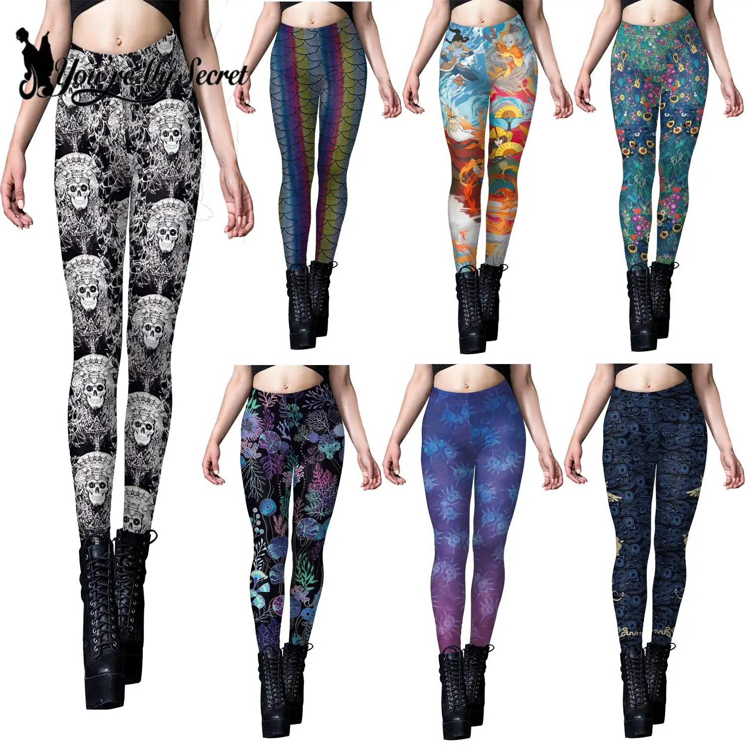 [You\'re My Secret] Fashion Women Leggings Workout Pants 3D Printed Fitness Sexy Leggings Slim Leggings Harajuku High Waist Pants