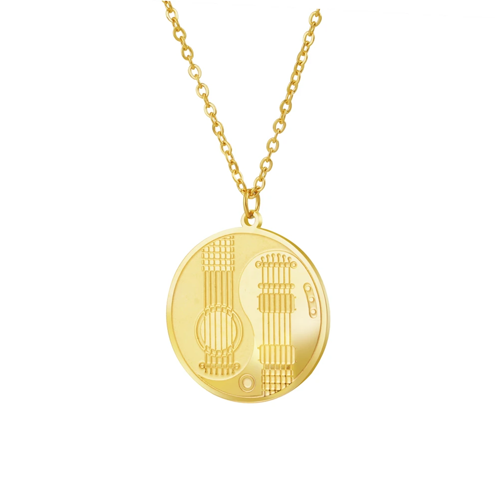 Instrumento Musical de acero inoxidable, guitarra, moda europea y americana, collar con colgante delicado, regalo de joyería para mujer