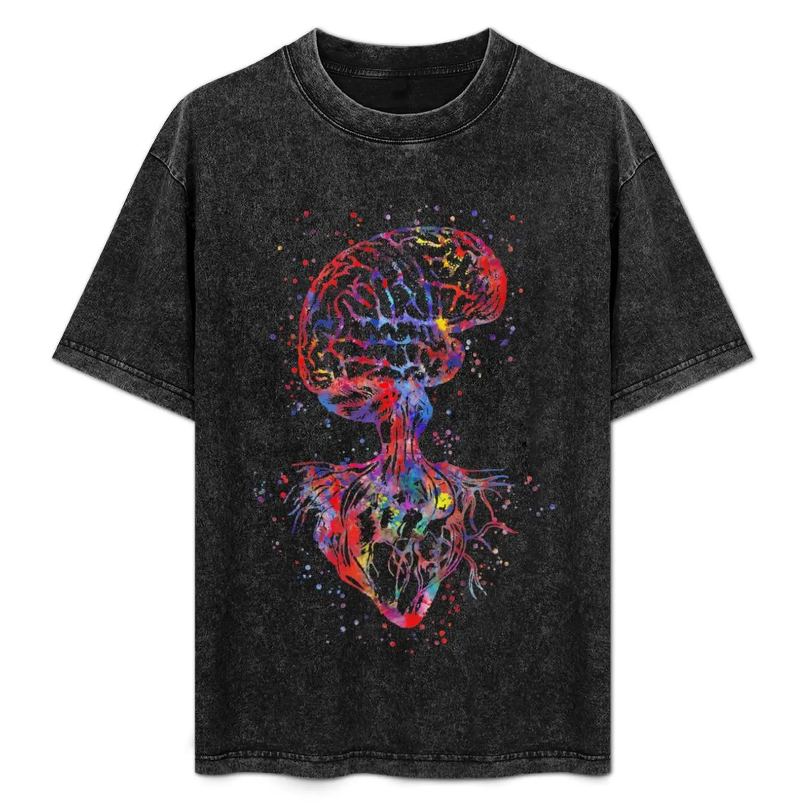 Brain and heart, heart anatomy, medical art, heart anatomy T-Shirt Basic Short Sleeve T-Shirt for Men