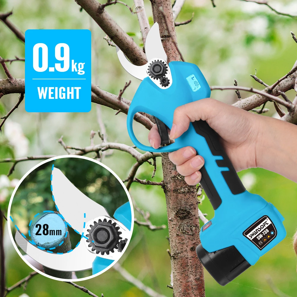 Cordless Electric Pruning Shears 28mm Electric Pruner Garden Scissors Tools Rechargeable Battery Pruning Shears Garden Tool