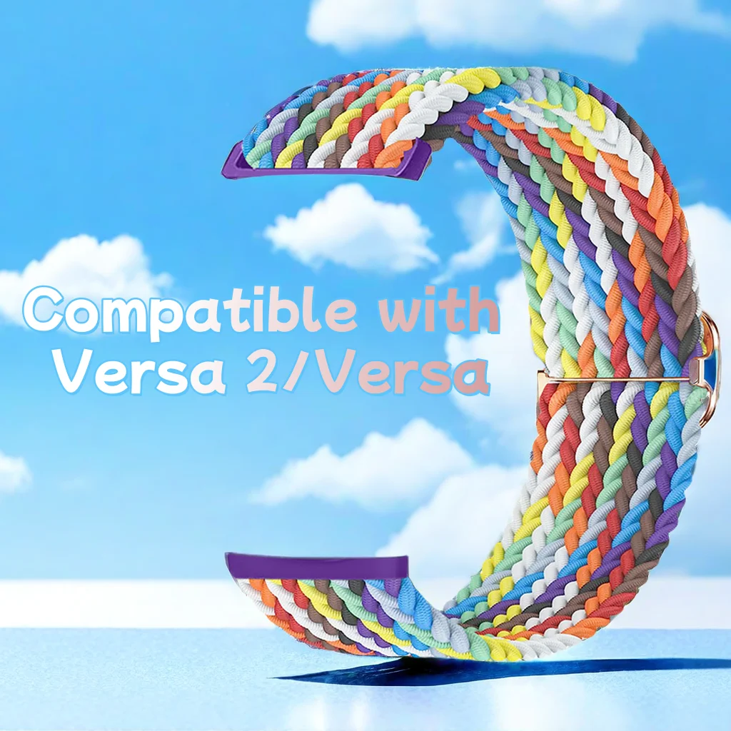 Compatible Fitbit Versa Bands, Braided Stretchy Bracelet Replacement Wrist Bands for Versa 2/Lite/SE/Strap Accessories