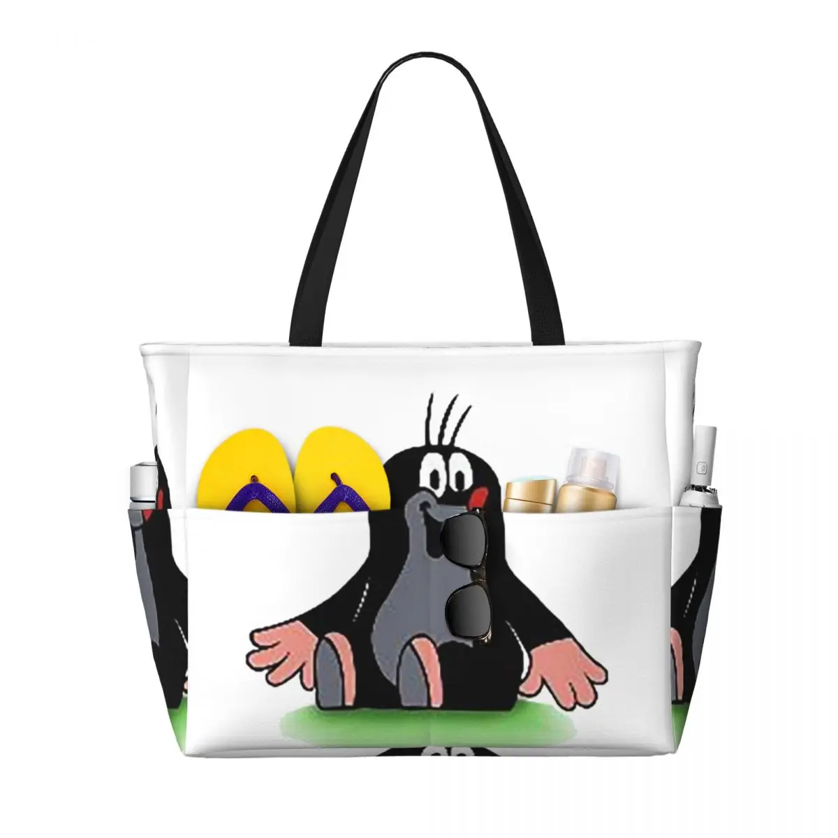 

Mole Happy Krtek Beach Tote Bag Sport Gym Yoga Duffle Large Tote Bag Women Travel Bag Fitness bag
