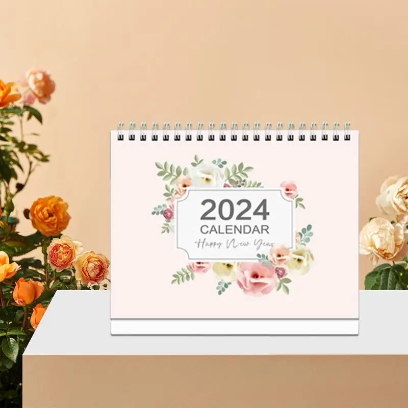Cute Spiral Stand Up Calendar for Desk, Mensal, Decorativo, 12 Meses, Casa, Escola, Sala de Aula, Trabalhar