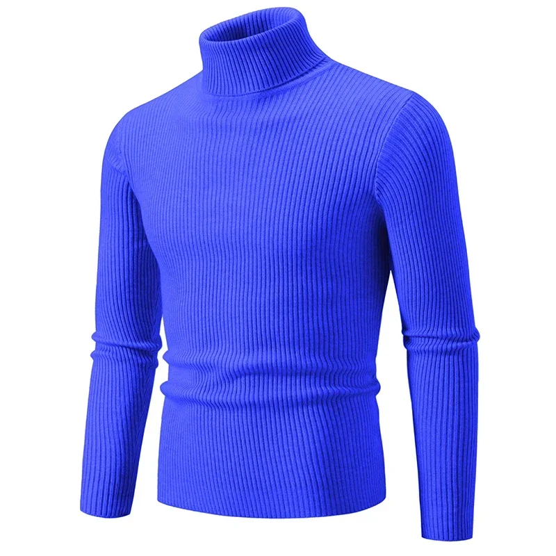 Men\'s High Neck Sweater Pullover Knitted Warm Casual Men Clothing