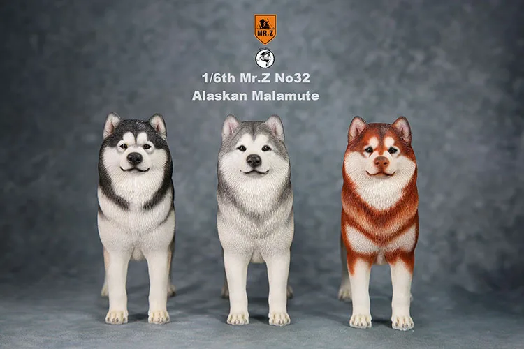 

1/6 Alaskan Malamute Simulation Dog Animal Model Car Figurine Resin Doll