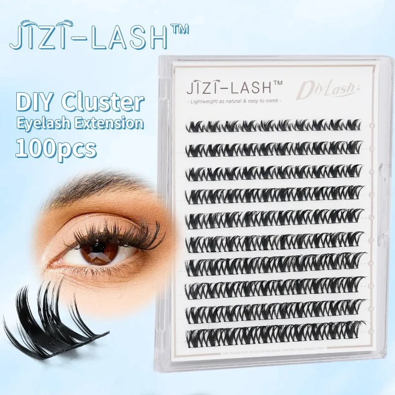 

JIZI-LASH 100pcs/case 100% Handmade DIY Lashes Extension 8-16mm Mix Length Eyelash Clusters Kit Manga Lash Makeup Tools