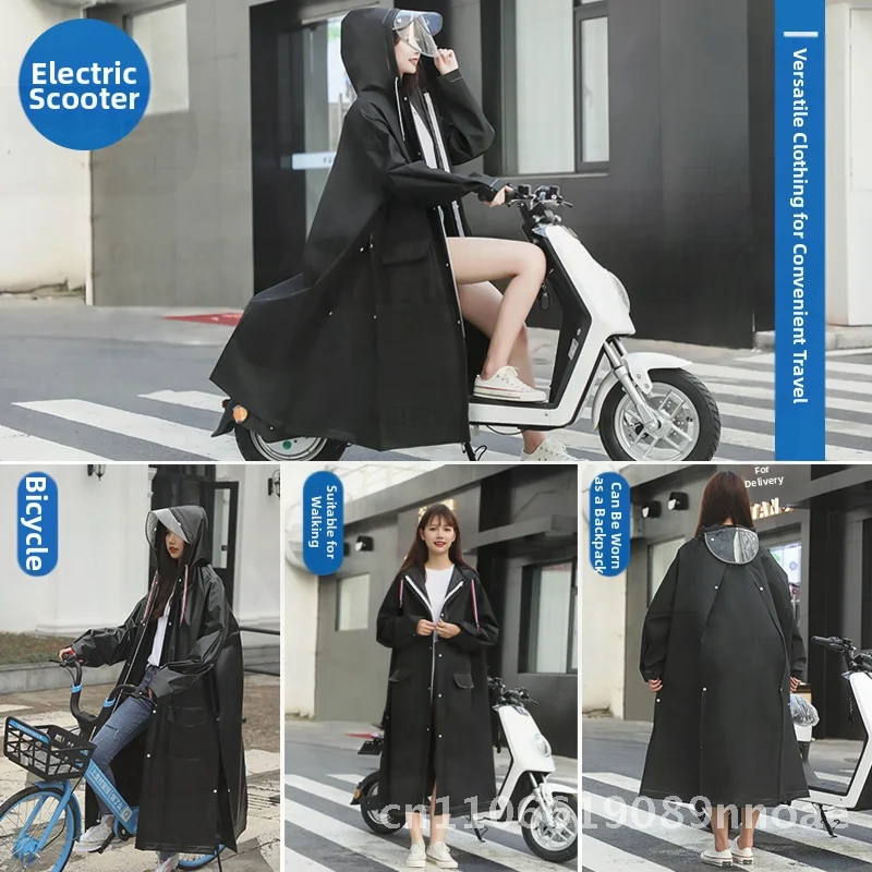 

Adult Unisex Poncho Four-in-One Function Raincoat for Hiking Biking Motorcycle Riding Fashionable Waterproof EVA Raincoat in