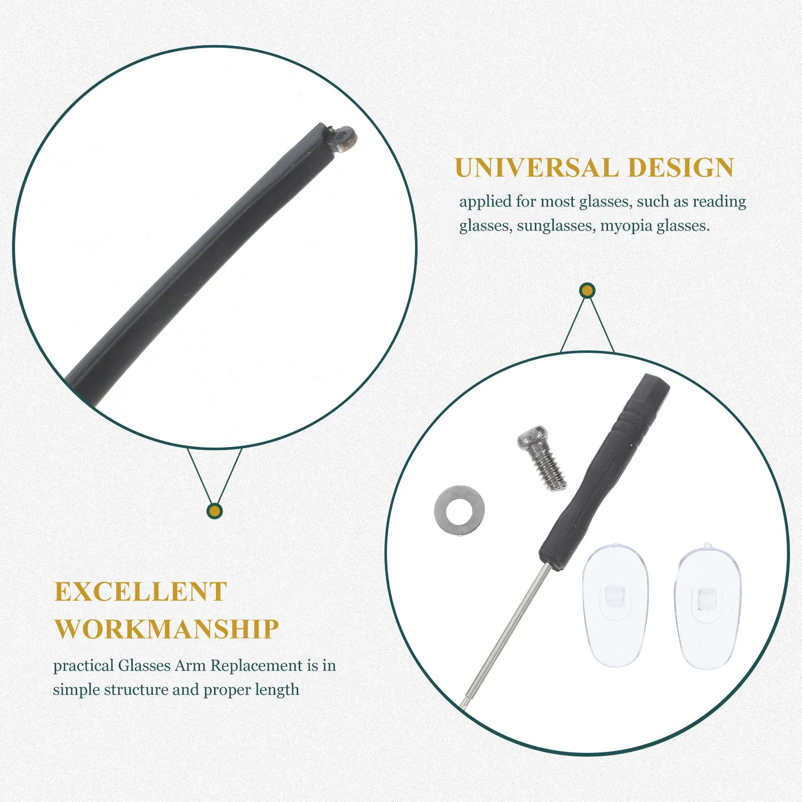 1 Pair Glasses Arm Replacement Universal Fit For Eyeglasses Sunglasses Myopia Frames Easy Installation Replacement Temple