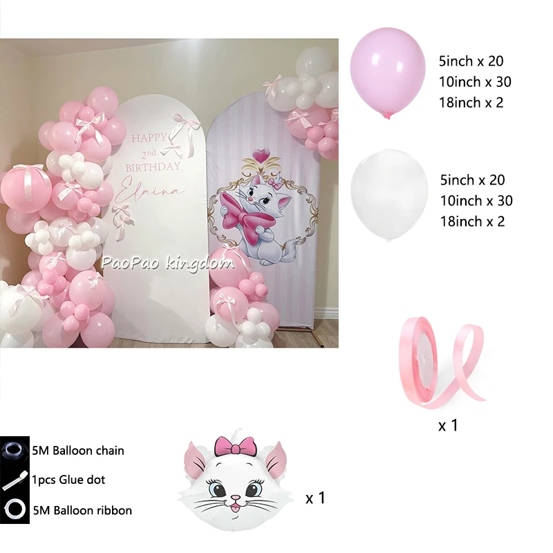 Rosa Marie-Katzen-Themen-Ballons Girlanden-Bogen-Set Kindergeburtstag Baby-Shower Dekoration Party-Spielzeug Geschenk-Zubehör – Detail 21