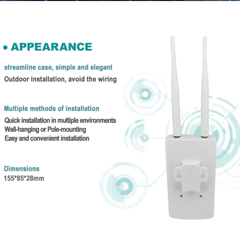 TIANJIE 4G Wifi waterproof outdoor external detachable high-speed dual antenna, 150Mbps wireless WiFi router with SIM card slot.