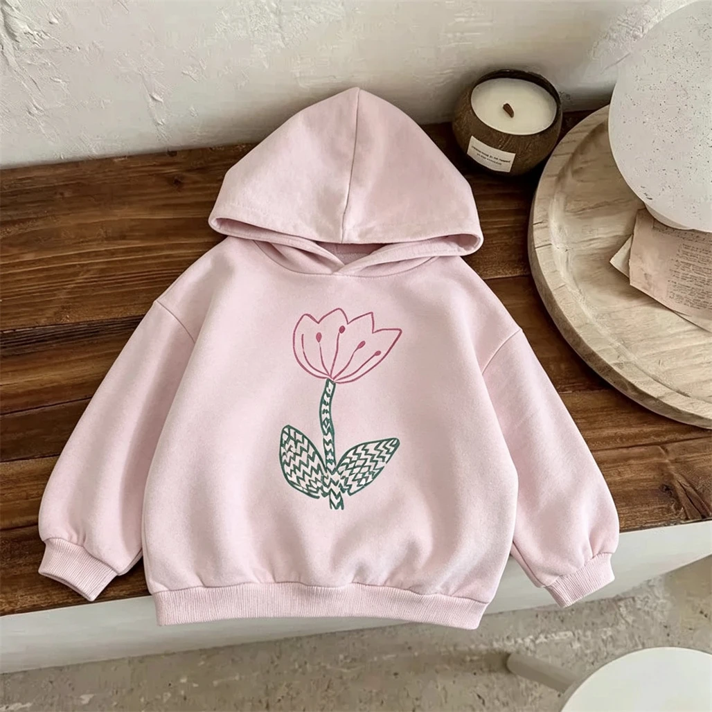 Fashion Casual Sweatshirts Children New Design Printed Hooded Tops Boys And Girls Autumn Winter Lovely Thin Velvet Hoodies