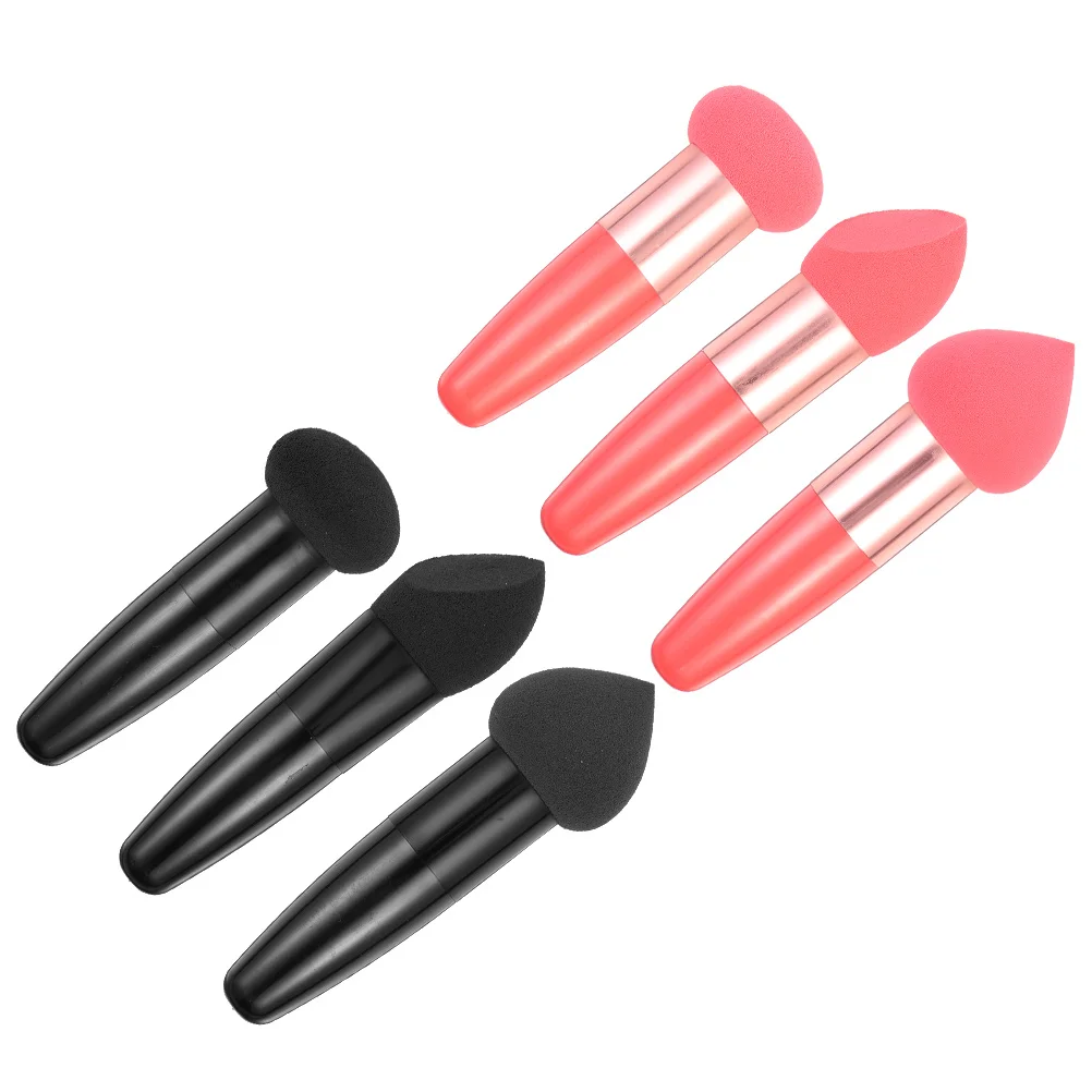 6 uds herramientas de bolígrafo esponjas de maquillaje lavables suaves esponjas de maquillaje portátiles licuadora de base cosméticos de mano portátiles