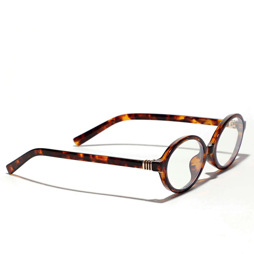 Peekaboo-Lunettes ovales anti lumière bleue pour hommes et femmes, verres transparents, monture vintage, ronde rétro noire, décoration léopard,