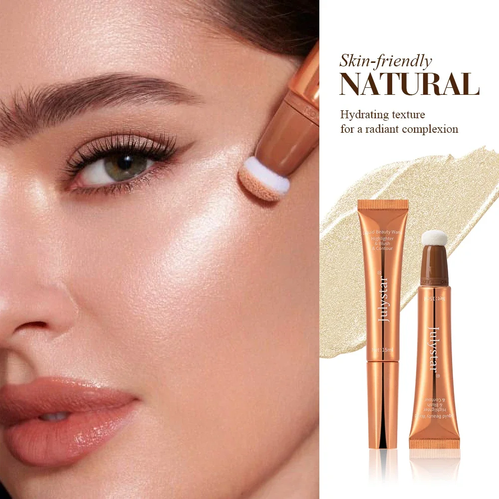 3 عبوات من وسائد هوائية سائلة مرطبة تدوم طويلاً، عصا أحمر الخدود خفيفة الوزن بمظهر طبيعي لخدود لا تشوبه شائبة، مكياج مثالي للوجه