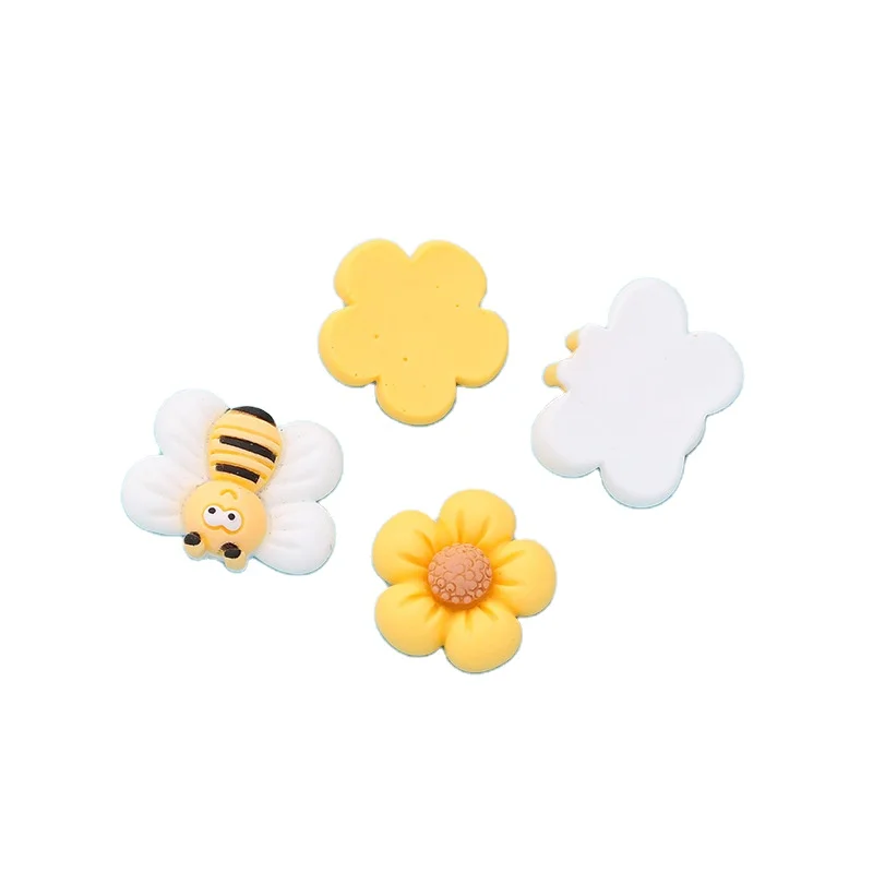 20/50/100pcs Cute Flower Bee Flat Back Resin Cabochons Embellishments for Scrapbooking Craft DIY Phone Decor Hair Accessories