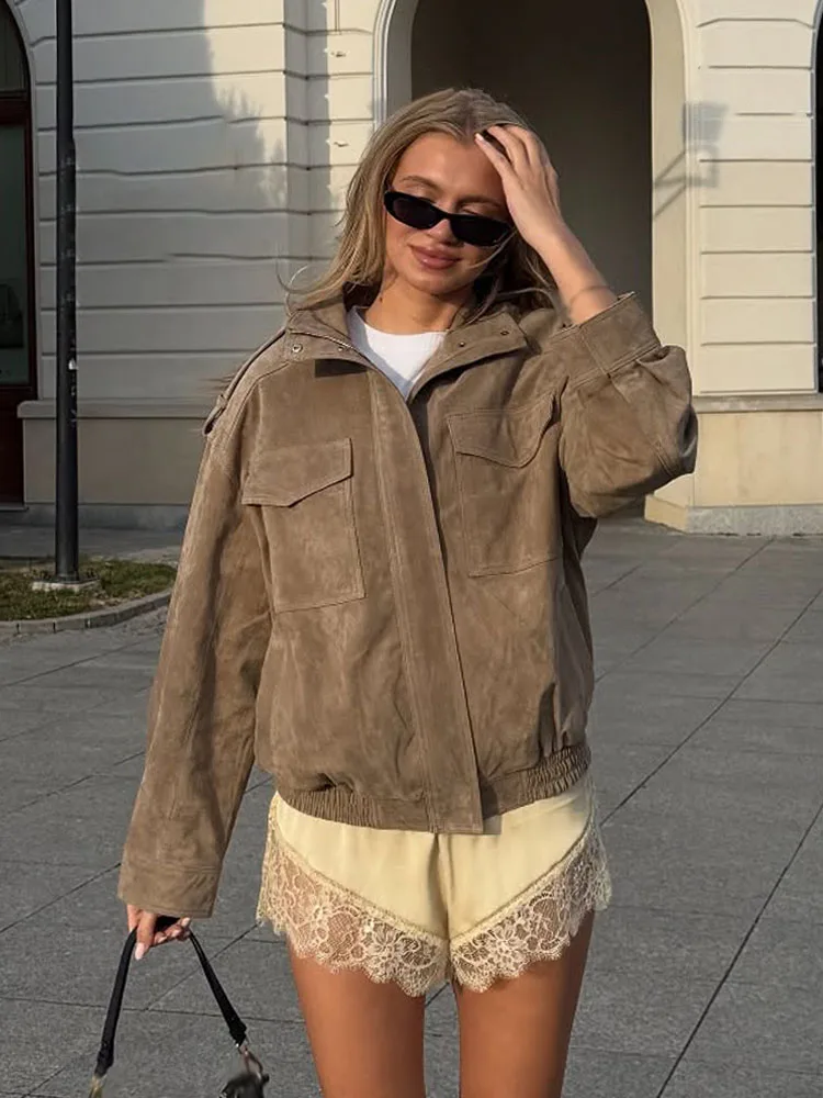 HH Giacche da donna di nuova moda autunno dolcevita solido maniche lunghe decorazione tascabile cerniera cappotti da strada femminili