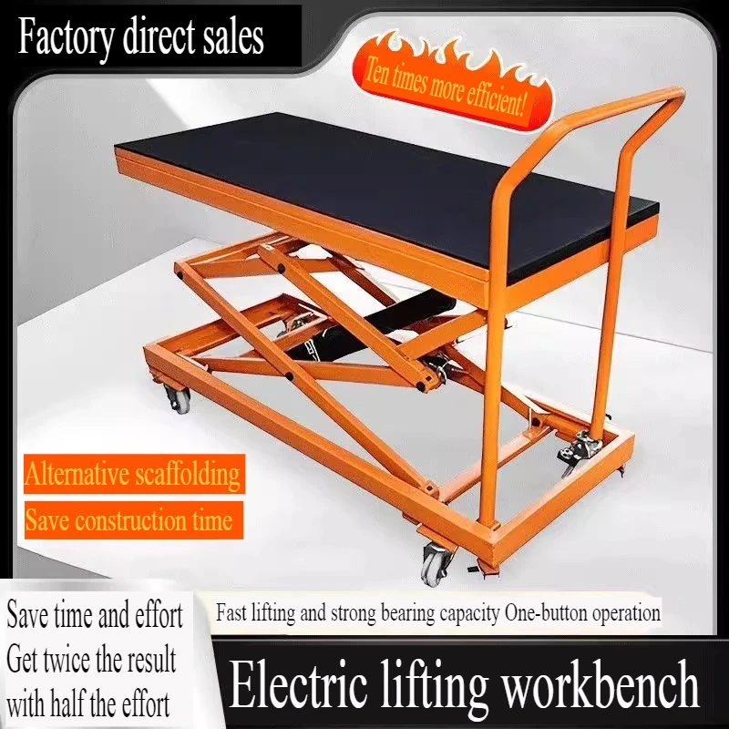 

Electric folding horse stool scissor lift platform hydraulic mobile workbench tile ladder decoration cart