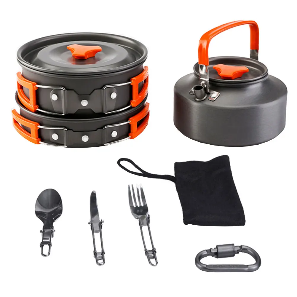 

Camping Cookware Set Portable Outdoor Cooking Supplies Accessories Hiking Backpacking Foldable Pot Durable Stove Gear Wild Camp