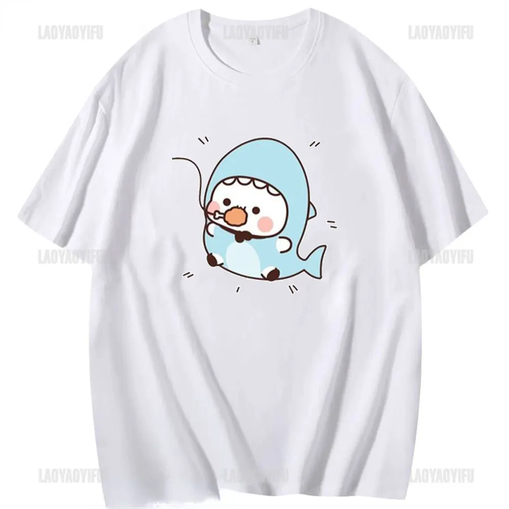 Kawaii bubu dudu camiseta para menina dos desenhos animados panda urso t roupas femininas dos homens verão casual tshirt thirt camisa femme algodão topos