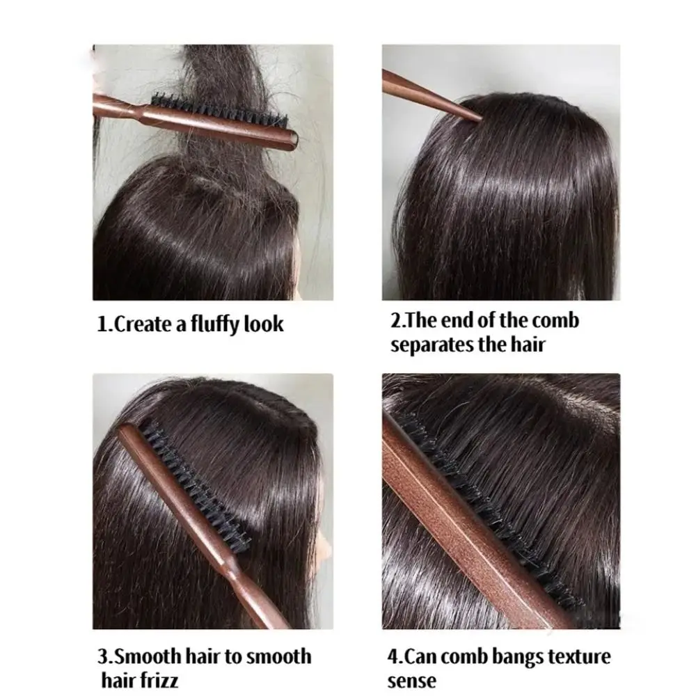 Fotografia 7: Escova de Cabelo de Moda com 3 Fileiras para Dar Volume e Textura, Cabo de Plástico Durável e Cerdas de Javali