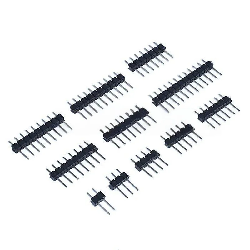 50 PZ Passo 2.54mm Pin Header Singola Fila Dritto Pin Header Pin di Ferro 1*2/3/4/5/6/7/8/10/12/15/20/40 Pin
