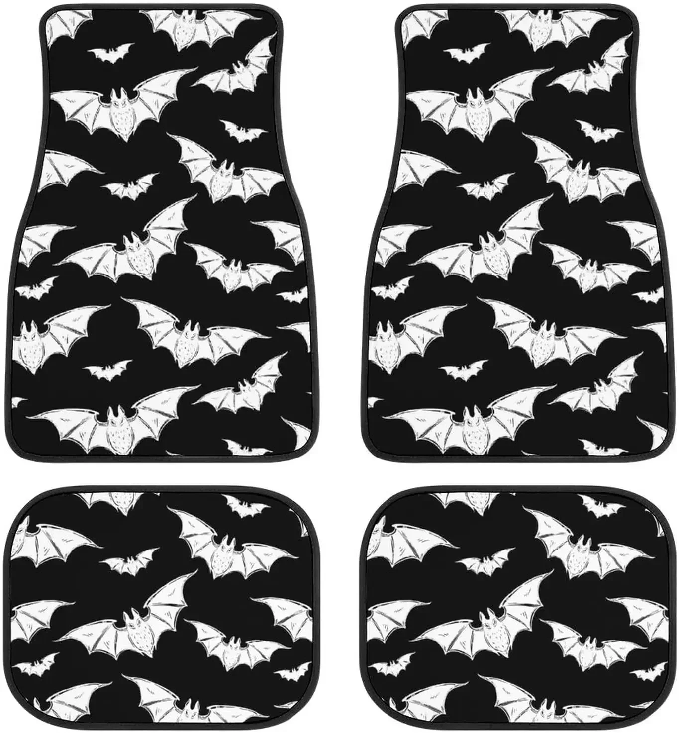

Black White Bat Floor Mats for Car Universal Fit Car Floor Carpet Mats Fit for SUV Vans Sedans Trucks Auto Accessories