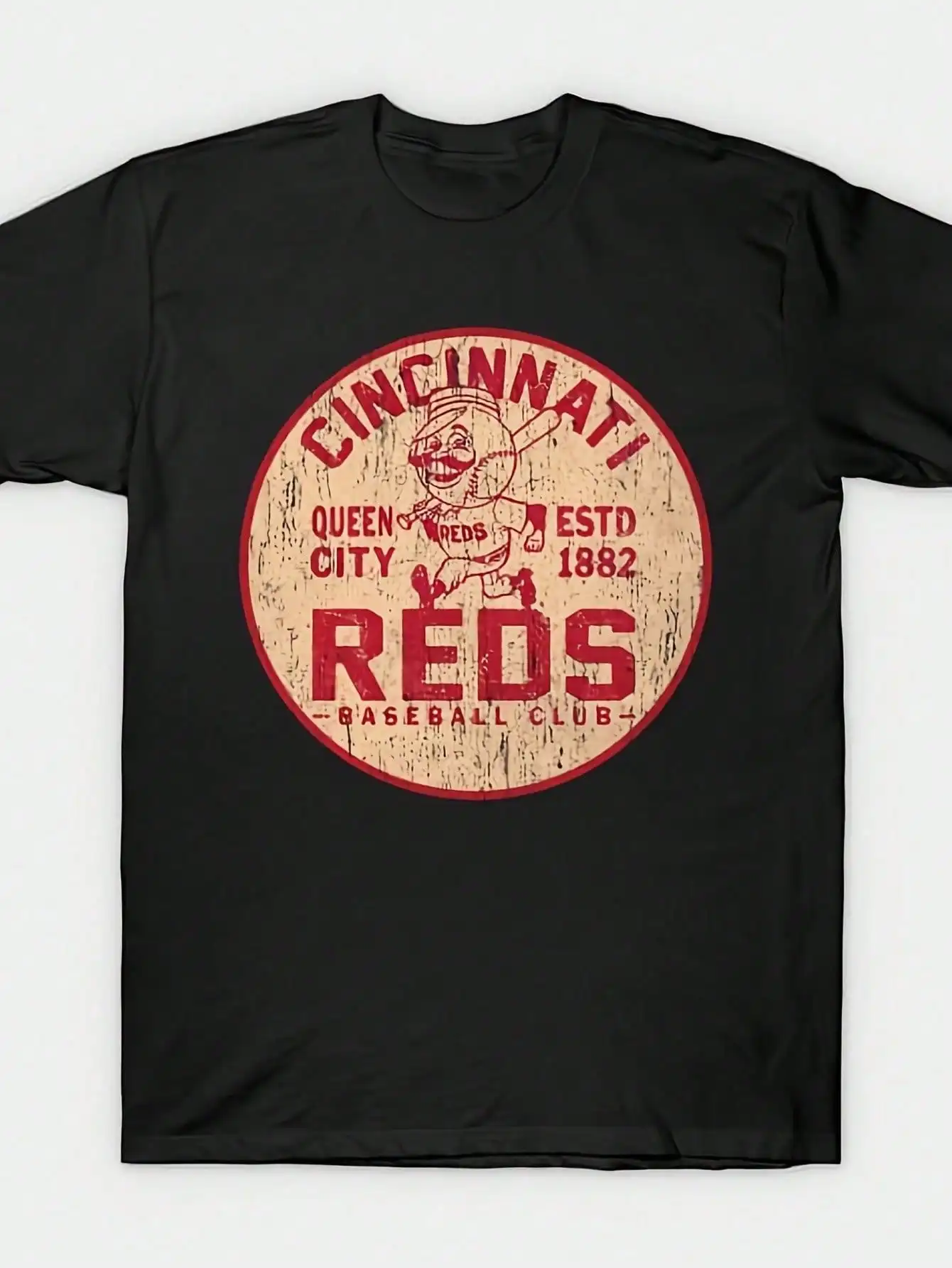 

[Cincinnati Reds T-Shirt] Cincinnati Reds Art Drawing Circle Design Men's T-Shirt | Comfortable Cotton Round