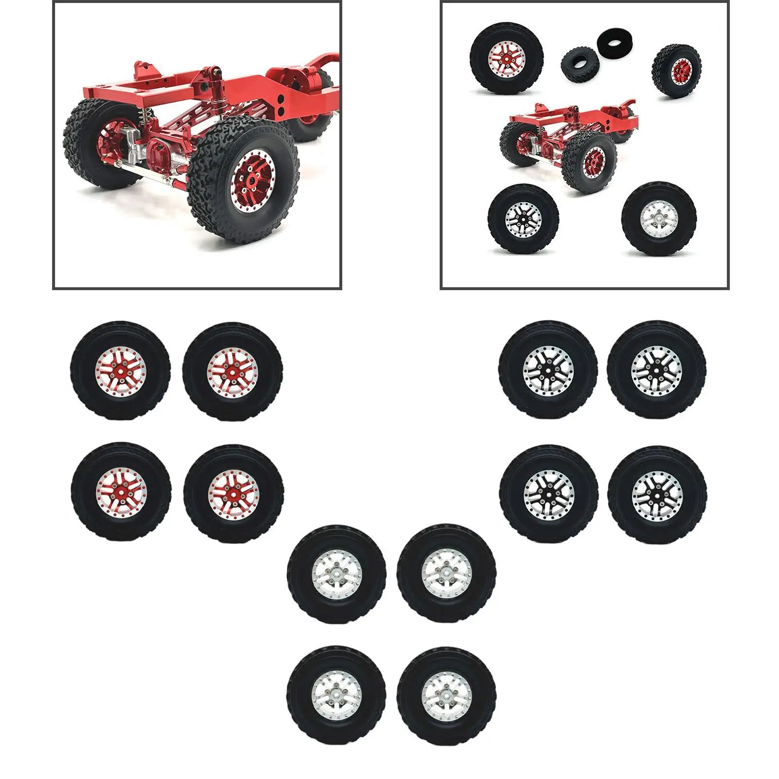 4x Ruote per auto RC Pneumatici Pezzi di ricambio durevoli di ricambio per MN82 MN78 D90 D911/12 RC Car C14 C24 C34 C44 1/16 RC Parti di automobili