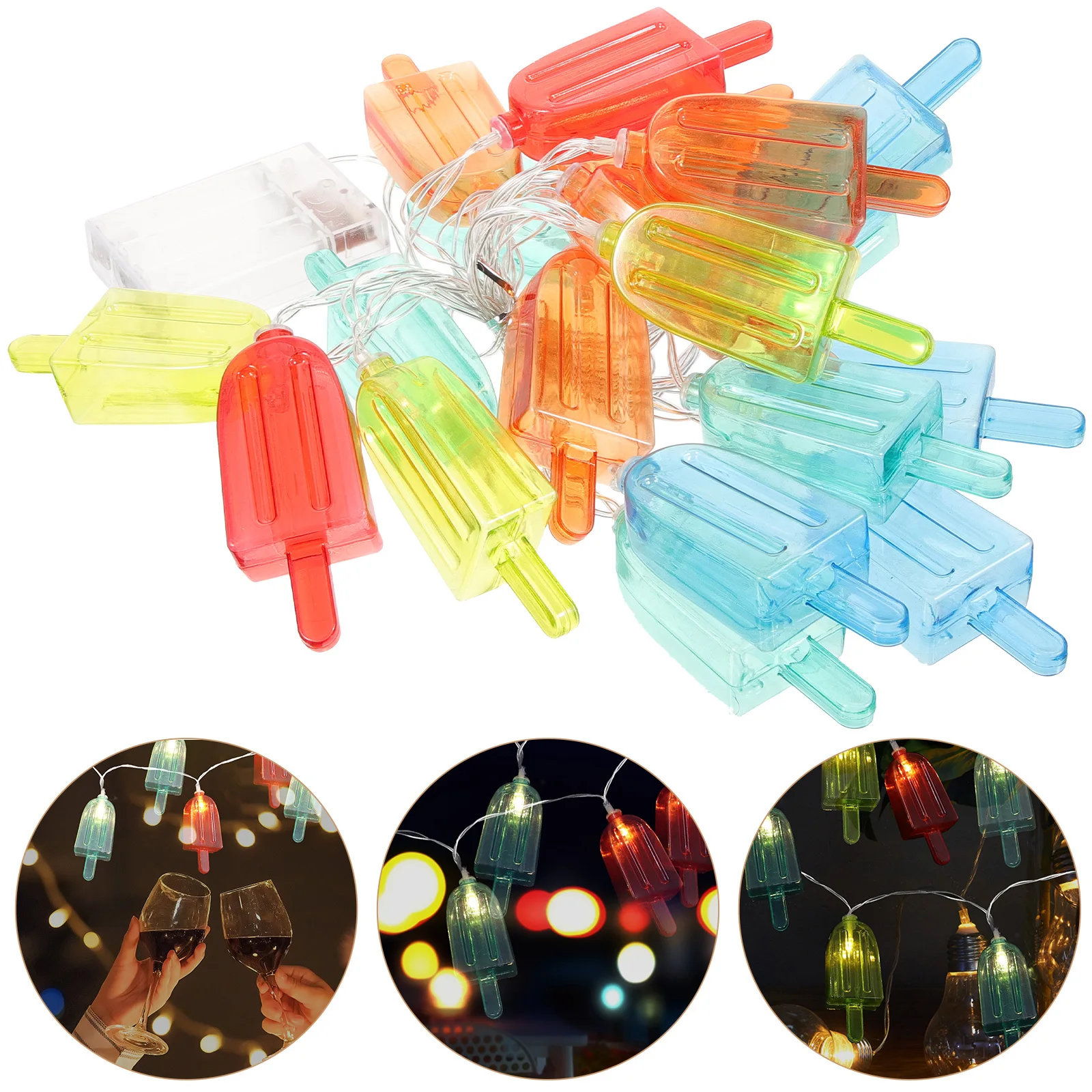 1 سلسلة الآيس كريم سلسلة ضوء قلادة ملونة LED البلاستيك مصباح لمهرجان مأدبة الديكور الآيس كريم المعلقات #3