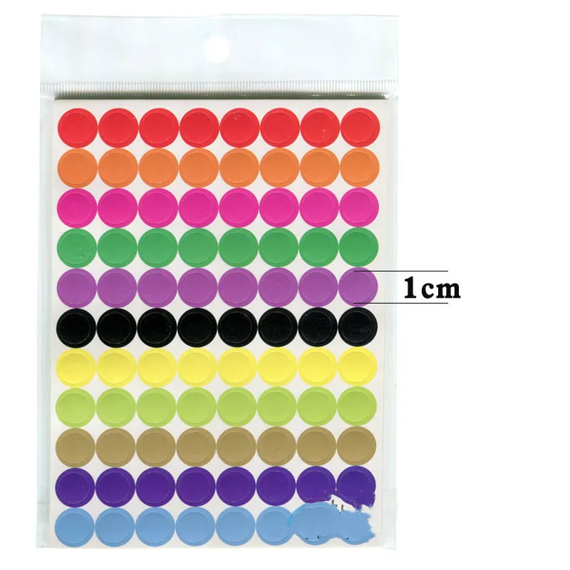 10sheets/pc Dots Stationery Stickers Children Reward Stikers Paper Labels Coloured Round Decor Stickers Adhesive Package Label