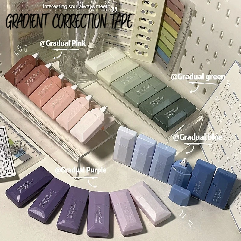 6pcs/set Morandi Series Mute Correction Tape Ins Korean Creative Gradient Solid Color Correction Tape School Stationery Student