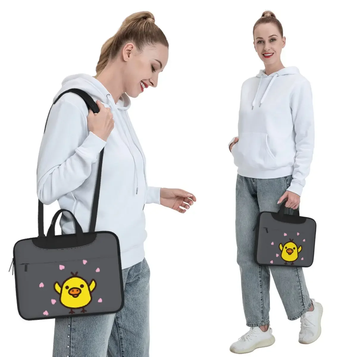 Lovely Kiiroitori Heart Pattern Kawaii Crossbody Laptop Bag Case Computer Bag Resistant Protective Notebook Pouch for Lenovo