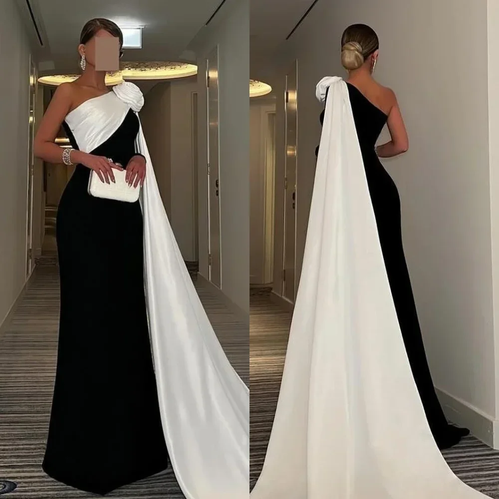 

Customized Classic Jersey Pleat Mermaid One-shoulder Midi Dresses Evening Dresses Exquisite Modern Style Pastrol Unisex Chinese