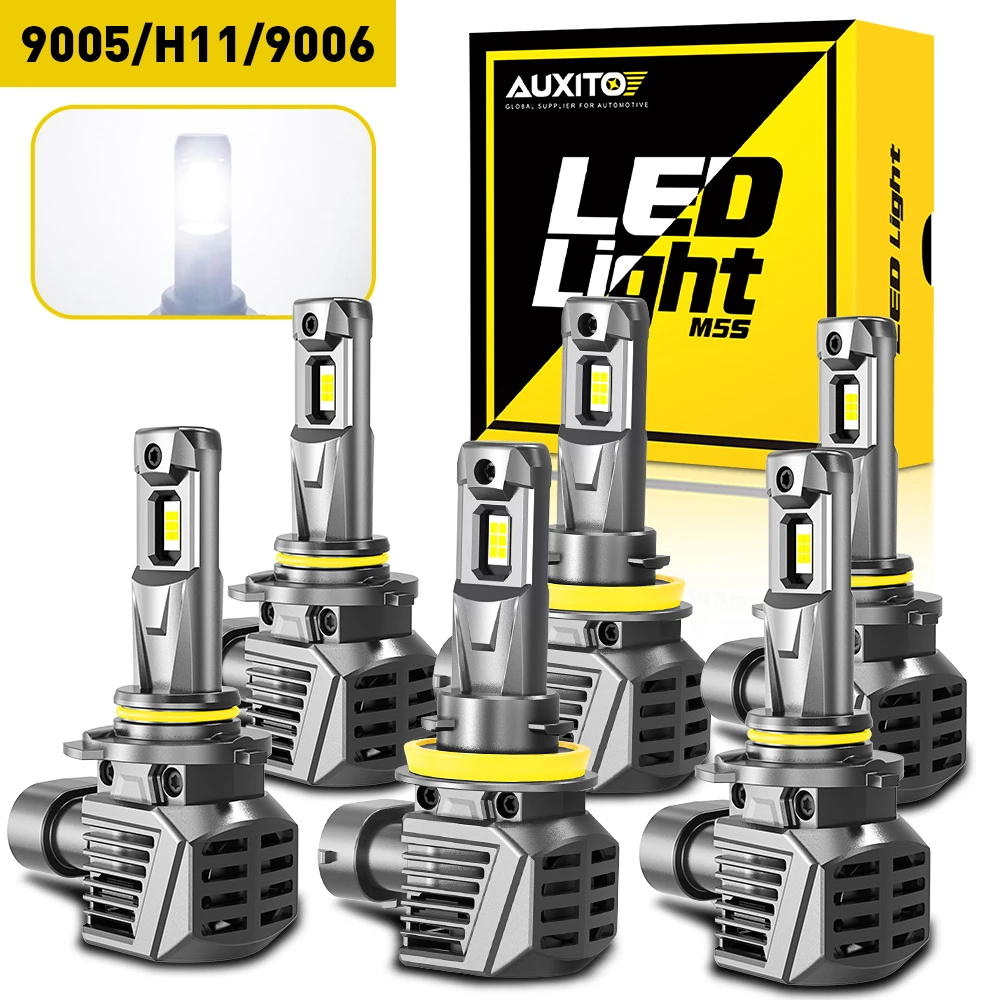 

2Pcs AUXITO M5S H8 H11 Turbo LED Canbus Headlight White 9005 HB3 9006 HB4 Bulbs Kit 120W High Power High Low Beam 22000LM 12V