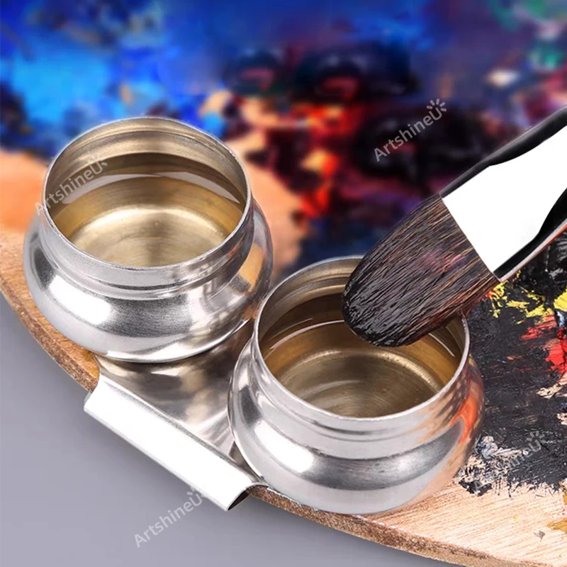 Portable Mini Travel Stainless Steel Watercolor Painting Single Double Cup Oil Painting Kettle Easy Cleandrum Art Container