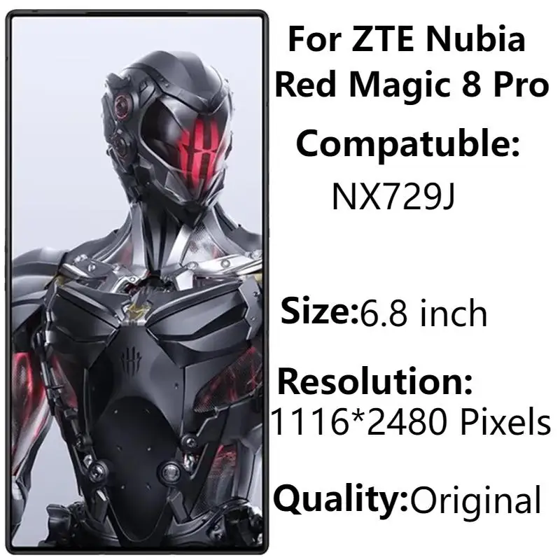 

6,8 ''оригинальный для ZTE Nubia Red Magic 8 Pro NX729J, ЖК-дисплей с рамкой, детали для замены