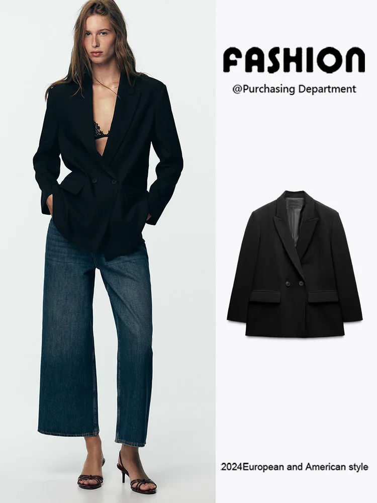 

New Autumn Women's Suit Jacket Double-breasted Outerwear Fashionable Shape ZA2025 2753122 681 2753122 711 Ladies' Coat