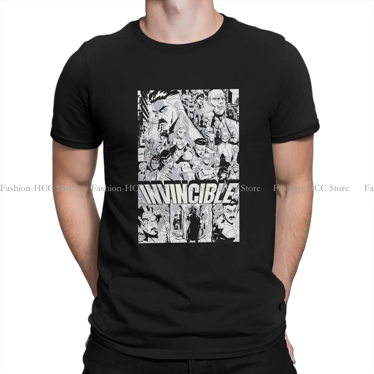 Invincible Manga Page Style Graphic Polyester TShirt Captain Future Futuremen Style Streetwear T Shirt Male