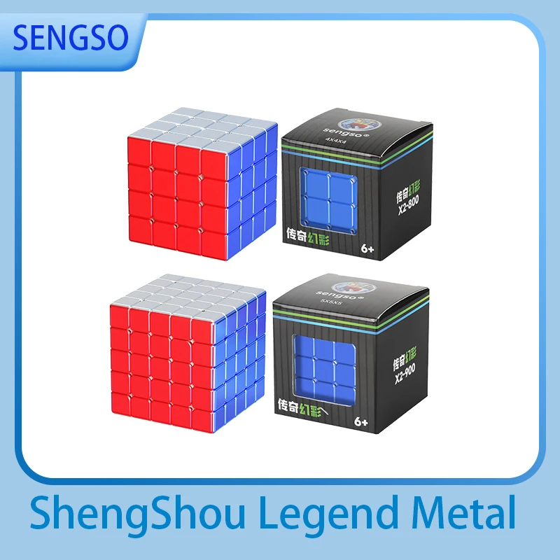 Shengshou Legend Metal 4x4 5x5 Magnetic Magic Speed Cube Fidget Toys Sengso Electroplate Cubo Magico Puzzle