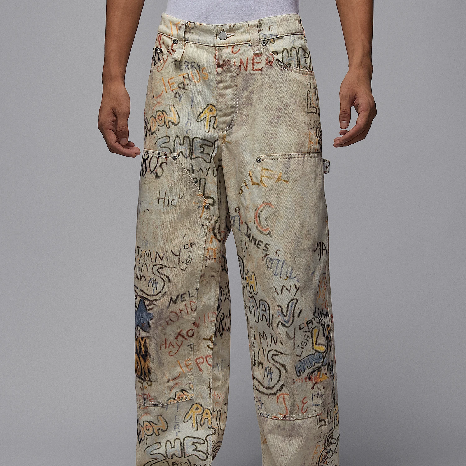 Nike Authentic JORDAN Men's Workwear Fashion Graffiti Casual Trousers HV0086-203