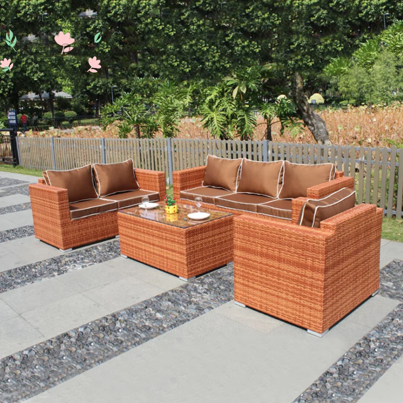 Outdoor Nordic rattan chair sofa courtyard rattan braided rope creative sofa combination furniture