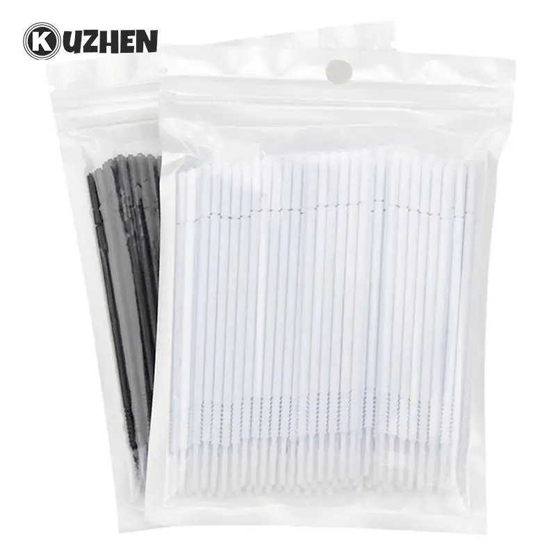 Coton-tige jetable pour application de Mascara, brosse pour cils, maquillage, outils pour enlever les extensions, 100 pièces