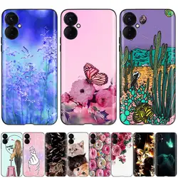For Tecno Spark 9T Case Butterfly Flowers Printing Back Case Phone Cover On FOr Tecno Spark 9 Pro Spark9 pro KH7 Black Bumper