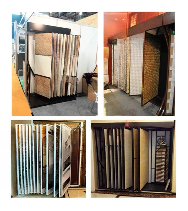Flip-type carpet display stand, which belongs to a hanging bracket, is used for carpet display 6