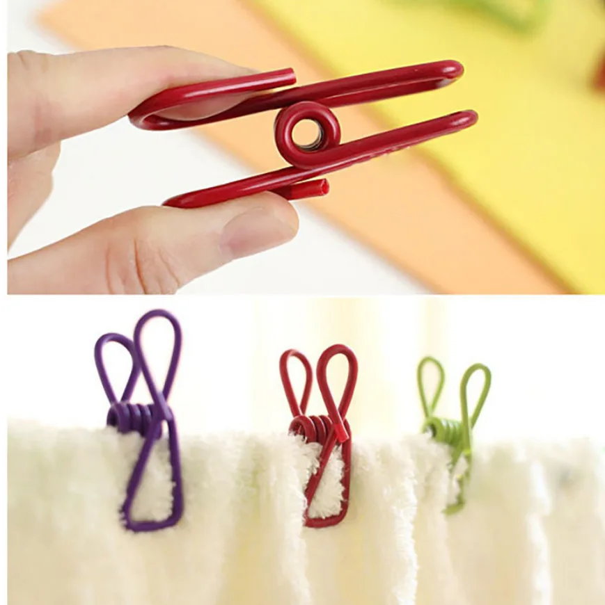 10/100 Stück Bunte Metall-Wäscheklammern Mehrzweck-Clips zum Trocknen von Kleidung, Socken, Unterwäsche, Fixierklammern, Lebensmittel-Verschlussklammern
