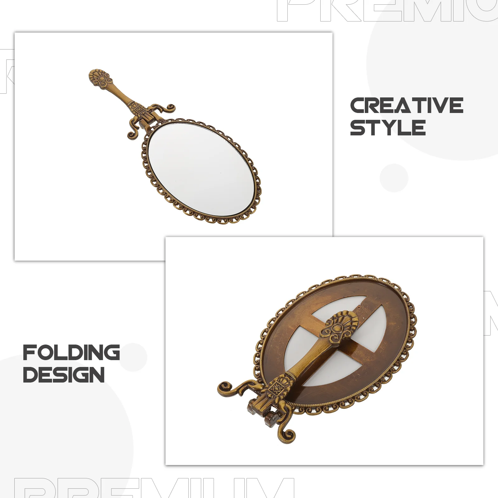 2Pcs Retro Hand Held Mirror with Handle Portable Compact Mirror for Travel and Daily Makeup Hand Mirrors with Handle